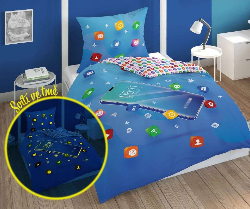 Svítící Povlečení Telefon blue