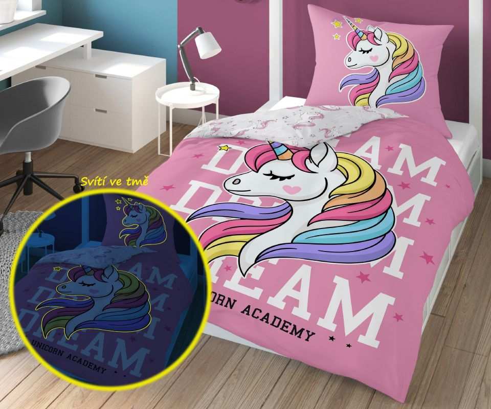 Svítící povlečení Jednorožec Dream 