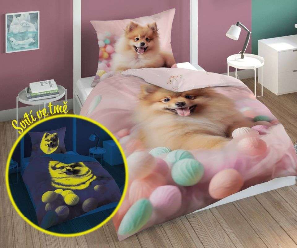 Svítící Povlečení Pejsek Pomeranian 140/200, 70/80