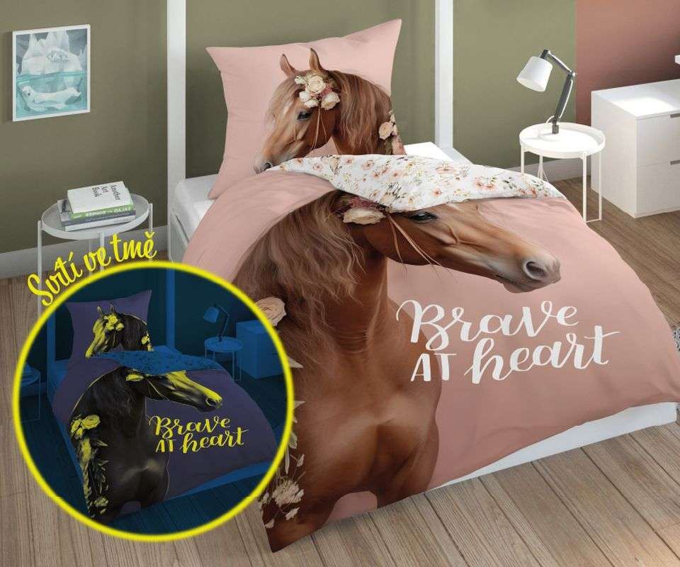 Svítící Povlečení Kůň romantic heart 140/200, 70/80