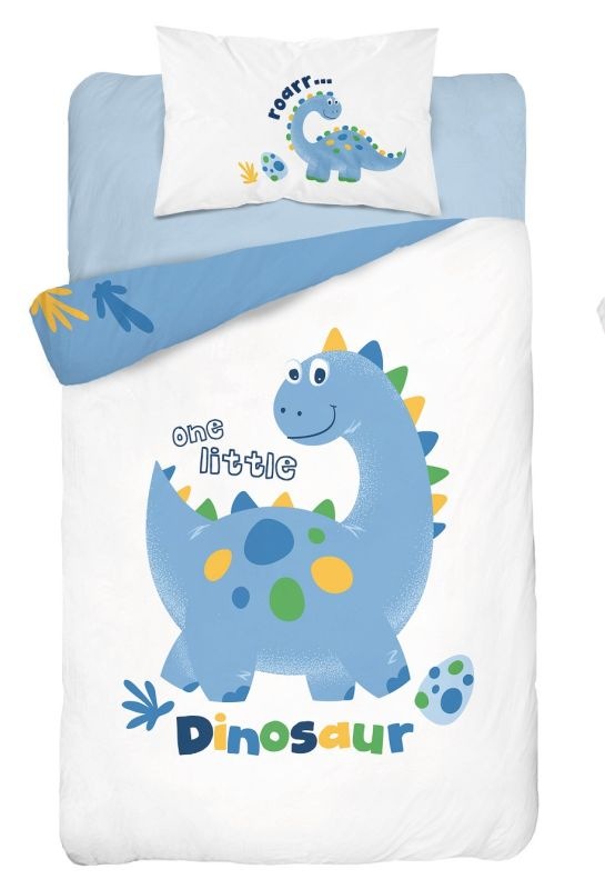 Bambusové povlečení do postýlky Dino modrá