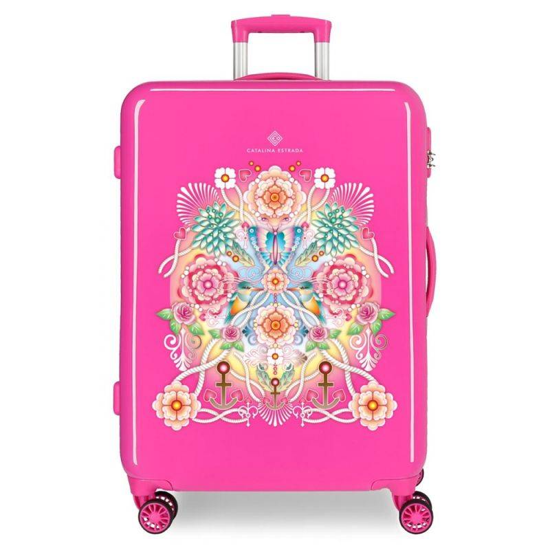 ABS Cestovní kufr Catalina Estrada Abanico Fuchsia 69 cm