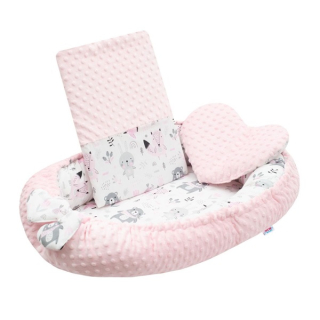 Luxusní Hnízdečko pro miminko MINKY s polštářkem a peřinkou růžové