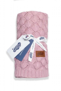 Pletená bavlněná deka do kočárku pudrově růžová