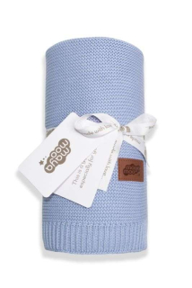 Pletená deka do kočárku modrá bambus bavlna
