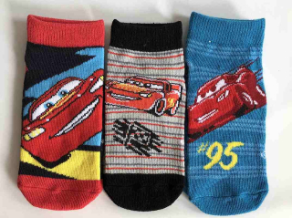 Kotníčkové ponožky Cars 3 páry vel. 19-22